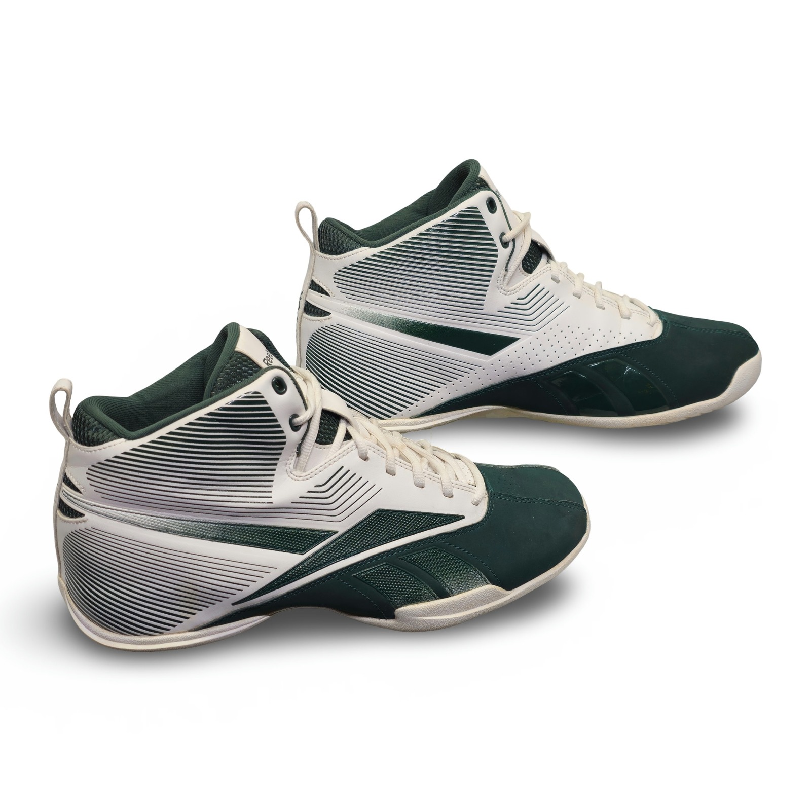 Reebok Basketball Shoes Mens 12 Green White Good V56701 Mid Top Sneakers